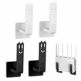 mimzemamz Router Halterung, 4 Stück Selbstklebende Router Wandhalterung, Router Regal Ohne Bohren Störungsfrei für Modem, Router, Netzwerk-Switch und Steckdosenleiste, Schwarz, Weiß
