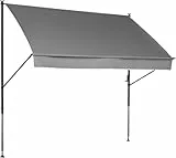 Angerer Klemmmarkise Style mit Handkurbel, Terrasse/Balkon, einfache Montage ohne Bohren, Made in Germany, hochwertiger Stoff, UV-beständig, höhenverstellbar, wasserabweisend, 350 cm Helllgrau