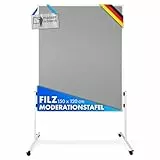 Master of Boards Moderationstafel Filz - Pinntafel für Projektarbeit und Meetings doppelseitig benutzbar - Mobiles Pinnboard mit Rollen - Höhe: 185 cm ausziehbar bis 200cm Breite 120cm - Farbe Grau