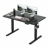 FEZIBO Höhenverstellbarer Schreibtisch mit USB-A und USB-C-Ladeanschlüssen, 120 x 60 cm Steh-Sitz Tisch, Schreibtisch Höhenverstellbar Elektrisch, Ergonomischer Computertisch Homeoffice, Schwarz
