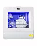 HAVA Tischgeschirrspüler mit Wasserenthärter und erhöhter Energieeffizienz, Spülmaschine mit 8 Programmen, Kindersicherung & verzögerter Start, keine Installation erforderlich - Zarter Flieder