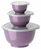 Rosti Margrethe Schüssel Set, Rührschüssel Set, 6-Teilig mit 3 Rührschüsseln und 3 Deckel, Teigschüssel aus Recycelbarem Kunststoff, 0,25 Liter, 0,75 Liter und 3 Liter, Lavender