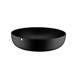 Alessi JM17/24 BT - Runder Designkorb, Farbiger Stahl mit Epoxidharz und Reliefschmuck, Schwarz, 24 cm