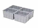 1a-TopStore Einsatzkasten Einteilungs-Set für Eurobehälter, Schubladen mit Innenmaß 362x262 mm (LxB), 102 mm hoch, verschiedene Größen/Farben (4er Set, Grau)