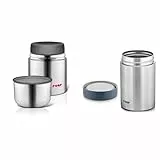Reer 90430 - Edelstahl -Warmhaltebox für Nahrung mit Becher, 350ml & Edelstahl-Warmhalte-Box PURE für Baby-Nahrung, 300 ml, silber 90408 W