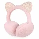 Fenical Earmuffs Ear Warmers Girls Cute Cat Ears Design Earmuffs Soft Warmers Headgear Winter Accessory, Pink