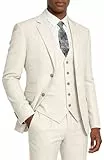 Elionm Anzug für Herren, schmale Passform, formelle Herrenanzüge, 3-teilig, Jacke, Weste, Hose, Hochzeit, Abschlussball, Herren-Smoking-Anzug-Set, Beige, S