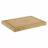 ZWILLING Schneidbrett mit Saftrille, Massives Bambus-Holz, Beidseitig Nutzbar, 36 x 25,5 x 3 cm, Braun