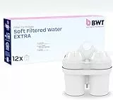 BWT Filterkartuschen SOFT FILTERED WATER EXTRA 12 Stück | Filterkartusche für Wasserfilter | Wasserfilterkartuschen | Filtert Kalk, Chlor, Blei & Kupfer | für Wasserhärte ab 15°dH geeignet