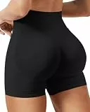 HLTPRO Sport Shorts Damen Scrunch Kurze Sporthose Butt Lifting Gym Shorts Seamless Workout Kurz Leggings Nahtlose Push Up Booty Radlerhose im Sommer für Fitness Yoga Gym,Schwarz,M