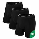 Uniexcosm Boxershorts Herren Baumwolle (2er - 5er Pack), Retroshorts Männer ohne kratzendes Etikett Bequeme Atmungsaktive Unterhosen für Alltag & Sport 3 Pack Schwarz XXL