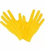 Elegante Stoffhandschuhe für Damen & Herren | Kurze Kostüm-Handschuhe in vielen Farben | Perfekt für Karneval, Fasching, Hochzeit, Halloween & Parade | Unisex Handschuhe für jeden Anlass (Gelb)
