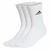 adidas Unisex Cushioned Crew Socks 3 Pairs, White / Black, 6.5-8