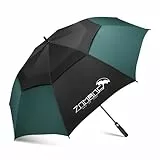 ZOMAKE Regenschirm Groß Sturmfest,XL Großer Golf Umbrella Sturmfest Automatik,Schirm Windfest Schwarz für 2 Personen,Golfschirm Stabil für Herren Damen Familie(Schwarz&Dunkelgrün)