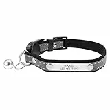 Filhome Personalisiertes Katzenhalsband mit Namen Adresse Telefonnummer Reflektierendes Verstellbar Halsband für Katzen