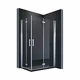 SONNI Duschkabine 120x80 cm falttür Eckeinstieg beide Seiten faltbar Duschabtrennung Faltdusche NANO Glas Doppel Duschtür Höhe 195cm Drehfalttür