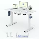 FlexiSpot Höhenverstellbarer Schreibtisch Basic–Mit Kabelmanagement, Haken und EINTEILIGER Tischplatte, Ergonomischer Homeoffice-Tisch, Bürotisch (120x60cm, Weiß)
