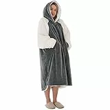 Winthome Hoodie Decke Doppelte Wärme, Kuschelpullover Damen Warm Weich, mit Tasche und Kapuze, Deckenpullover Sherpa für Erwachsene Herren Geschenk, Deckenpulli Oversize, Heizkosten Sparen