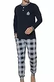 LOREZA ® Herren Pyjama Set aus Baumwolle Langarm - M-93906-3XL