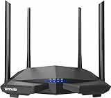 Tenda AC6 Dualband WLAN Router (867Mbit/s 5GHz+300Mbit/s 2,4GHz) 4 * 5dBi Antennen, 4 * 10/100Mbit/s LAN/WAN-Port, Repeater&Access Point Modus, MU-MIMO, APP, IPv6, WPS, Keine DSL-Funktion, Schwarz