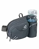 WATERFLY Gürteltasche Bauchtasche mit Flaschenhalter Damen und Herren, Atmungsaktiv Sport Hüfttasche für Laufen Radfahren Camping Klettern Reisen Wandern Joggen Hundetraining, Dunkelgrau
