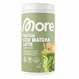 MORE Protein Iced Matcha Latte, 500g, Vanilla Crumble, Matcha Grünteepulver mit wertvollen Proteinen, wenig Zucker und Fett - made in Germany