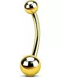 OUFER Body Piercing Nabelpiercing Bauchnabelpiercing 14G Titanium Internally Gold Navel Piercing 10/12/14/16mm Belly Bar Piercing Jewellery Belly Button Ring