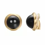 Vogem Schwarze Perlen Clips Ohrringe Damen Ohne Ohrlöcher 14mm Rund Süßwasserperle Gold Ohrclips Hypoallergener Modeschmuck