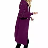 EMATOP Damen Sweatjacke Lang Elegant Hoodie Jacke Lässiges Langarm Kapuzenjacke Einfarbig Sports Sweatshirt mit Kapuze Pullover Herbst Winter Baumwolle Übergangsjacke Kapuzenpulli Outwear