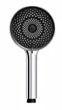 WENKO Duschkopf Mod. Softwater wassersparende Handbrause Regendusche mit Noppen und 3 Funktionen Universalanschluss Ø 12 cm ABS Chrom Schwarz