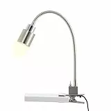Brilliant LED Klemmleuchte in nickel chrom mit Flexarm & Kippschalter flexible Klemmlampe, Leselampe Schreibtischlampe Bettlampe mit 3 Watt und 300 Lumen, 3000K warmweiß inkl. LED