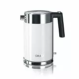 GRAEF Edelstahl Wasserkocher WK61 Weiß mit 1,5 Liter Füllmenge, abnehmbarem Kalkfilter, 360° Zentralkontakt und doppelwandigem Gehäuse