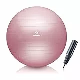 BODYMATE Gymnastikball Sitzball Trainingsball mit GRATIS E-Book inkl. Luft-Pumpe, Ball für Fitness, Yoga, Gymnastik, Core Training, für starken Rücken als Büro-Stuhl Rose 65cm