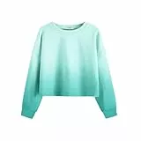 Arshiner Mädchen Tie Dye Sweatshirt Pullover T-Shirt Langarm Tops Casual Baumwolle T-Shirts Kinderkleidung Mintgrün 150