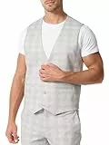 JEFF Herren JFLeo Weste mit Viskose-Anteil | Anzugweste Herrenweste Grey Check, 50
