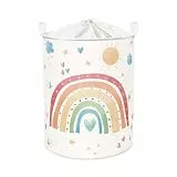 Clastyle Regenbogen Kinder Wäschekorb mit Henkel Faltbar Kleidung Spielzeug Aufbewahrungskorb Mädchen Aufbewahrungsbox für Babyzimmer Bad, Wolke, 40x50 cm