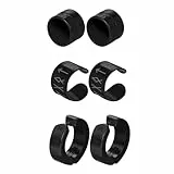 Flongo Wikinger Magnetische Ohrringe Set: Damen Herren schwarz Non-Pierced 3 Paar Magnet fake Ohrringe Edelstahl schwarz Edelstahl Ohrclip non-piercing ear cuff fake Clip Schmuckset ohne Loch