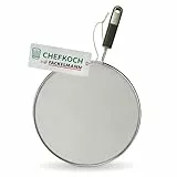 Chefkoch trifft Fackelmann Spritzschutz Ø29 cm – aus Edelstahl mit ergonomischem Soft-Touch-Griff, spülmaschinengeeignet, Spritzschutzdeckel gegen Öl-, Wasser- und Fettspritzer