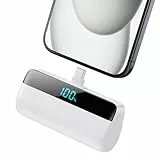 Feob Mini Power Bank 5200mAh für iPhone 16/15 Serie, PD Schnellladung Powerbank USB C Externer Akku mit LCD-Display, Kompatibel mit iPhone 16/15 Plus Pro Max,Samsung S24,USB C Android Telefone - Weiß
