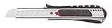 Wedo 787018 Safety Cutter 2-in-1, 18 mm, automatischer Klingenrückzug, Rasterautomatik, integrierte Abbrechhilfe, silber/schwarz