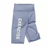 linboo Mädchen Leggings Kurze Hose Capri-Hose Radlerhose Sommer Sport Shorts Weich Elastisch Radler Kurz 1/2 Hosen Briefdruck, Blau, 122-128(Herstellergröße: 130)
