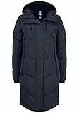 OXMO OXJuna Damen Wintermantel Parka Mantel mit Kapuze Gummizug Reißverschlusstaschen Seiten-Reißverschlüsse Regular fit, Größe:M, Farbe:Black (194007)
