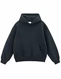 Spring&Gege Jungen und Mädchen Übergroßer Fleece-Pullover Hoodies Kinder weiche Kapuzen-Sweatshirts (5–14 Jahre), Marineblau, 13-14 Jahre