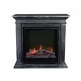 Xaralyn Cadiz Elektrokamin mit Levico - Anthrazit, Schwarze Naturstein-Kaminverkleidung poliert - 1500 Watt Heizung - Fernbedienung