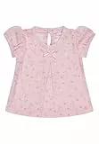 Sterntaler Kurzarmshirt Hase – Baby- und Kinder Shirt aus Baumwolle mit Hasen-Druck, Vorderteil Leinenoptik, Rückteil Jersey, Puffärmel, Zierschleife, Kokosnussknopf, Puderrosa, Größe 80