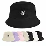 Xnova Fischerhut Bucket Hat Herren Damen Bunt, Druck Mütze Strand-Sonnenhut Anglerhut Sonnenschutz, Baumwoll Sommerhut Bestickte Fischerhüte Unisex Outdoor Hüte (Sonne-Schwarz, 56-58 cm)