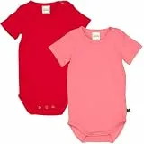 Fred's World by Green Cotton Baby Girls Alfa s/s Body 2-Pack Base Layer, Pink/Red, 98