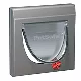 PetSafe - Klassische Manuelle Katzenklappe mit 4 Verschlussoptionen - Flexibler Zugang, Robustes Design - Grau, Tunnel inklusive