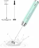MaestriHouse wiederaufladbarer Milchaufschäumer, tragbar, elektrisch, wasserdicht, abnehmbarer Edelstahl-Schneebesen, Getränkemixer, Ständer, 2 Schneebesen,LunaFro