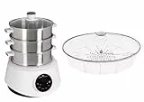 KFS-3000 Dampfgarer, Hot Pot, Fondue mit Touch Display, 3 Dampfkörbe aus Edelstahl, 4 Programme, Timer, Steamer (KFS-3000 + XXL Dämpfkorb)